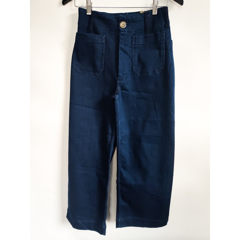 Maeve Wide Leg Crop Jeans in Dark Blue - Picture 3 of 9